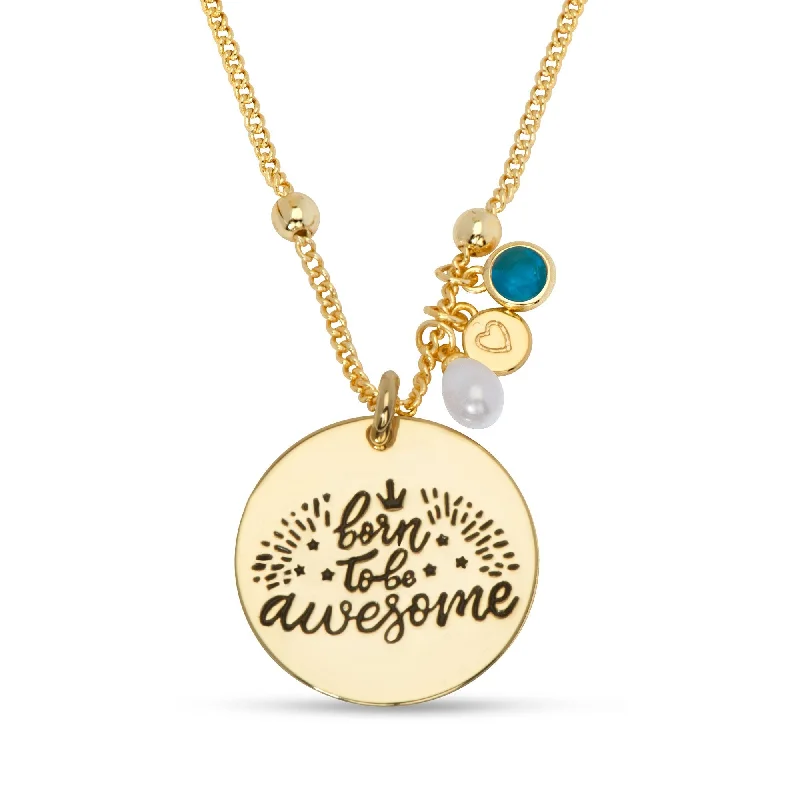 Affordable gemstone necklaces-"Born To Be Awesome" Necklace