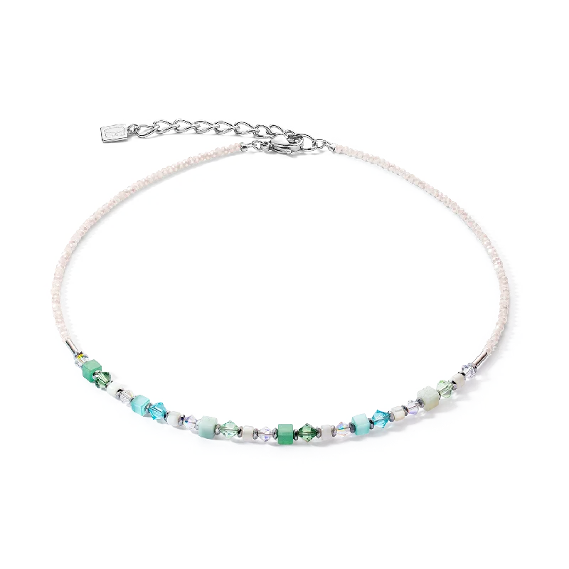 Elegant necklaces with solitaire diamonds-Princess Shape Mix necklace mint green