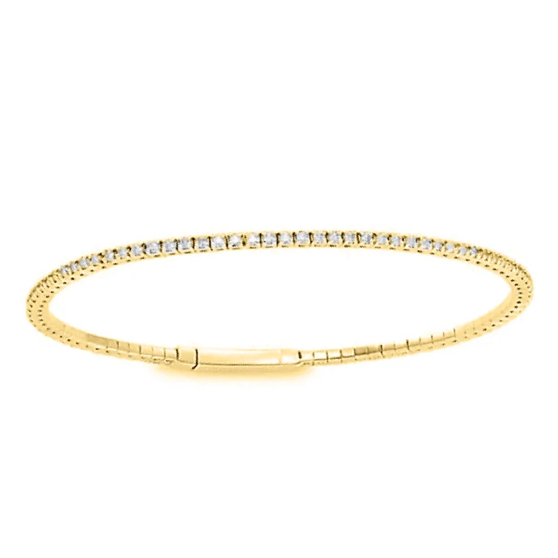 Unique silver bracelets for women-LADIES FULL FLEXIBLE BANGLE SEMI MOUNT 2.00CT ROUND DIAMOND 14K YELLOW GOLD