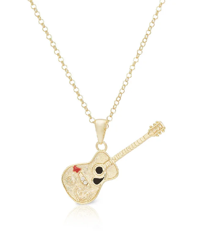 Beautiful silver necklaces for gifts-Guitar Pendant