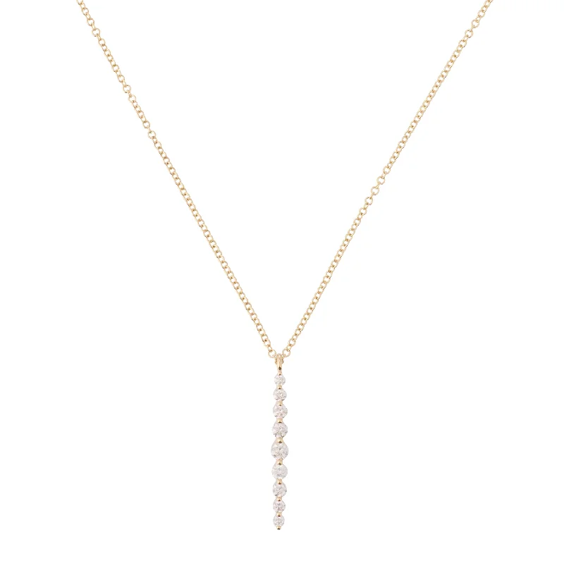 Vintage-inspired necklaces for women-Floating Bezel Diamond Drip Necklace