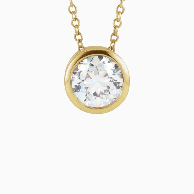 Sparkling necklaces with cubic zirconia-Solitaire Lab-Grown Diamond Necklace