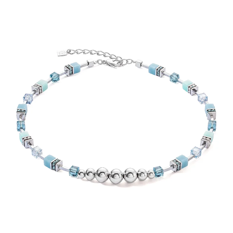 Unique necklaces with turquoise stones-GeoCUBE® Fusion Spheres necklace ice blue