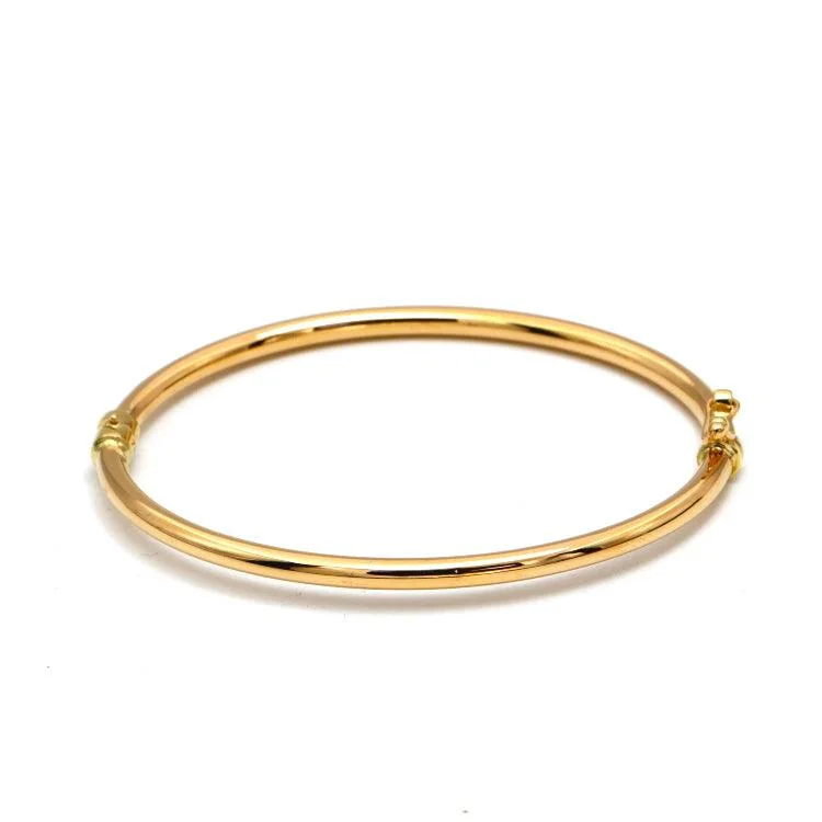 Stunning bracelets with emerald stones-Real Gold Plain Calendar Pipe Bangle 1063 (SIZE 21) BA1488