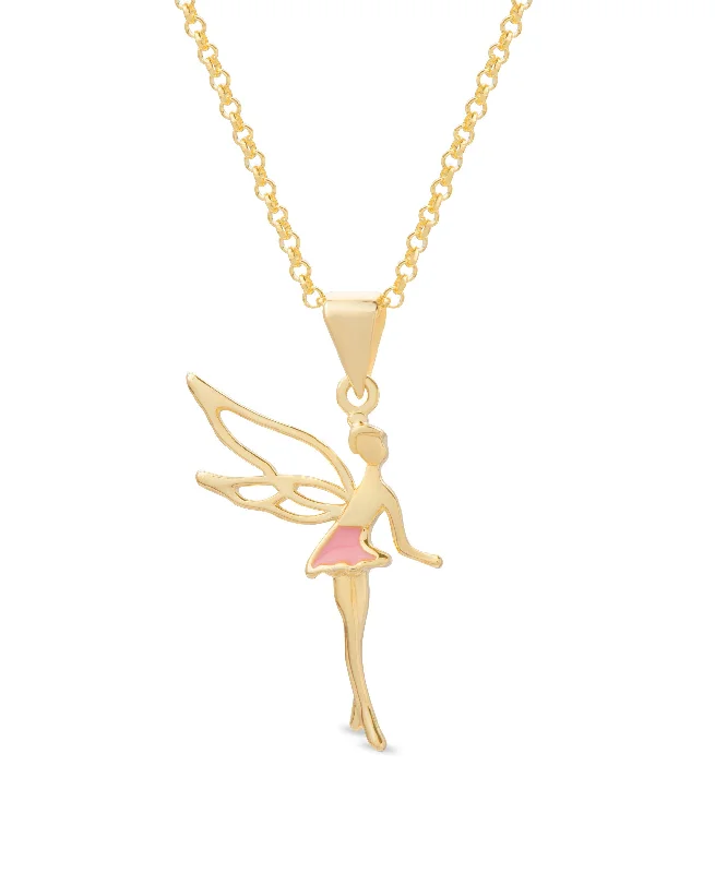 Stylish silver necklaces for women-Fairy Pendant (Pink)