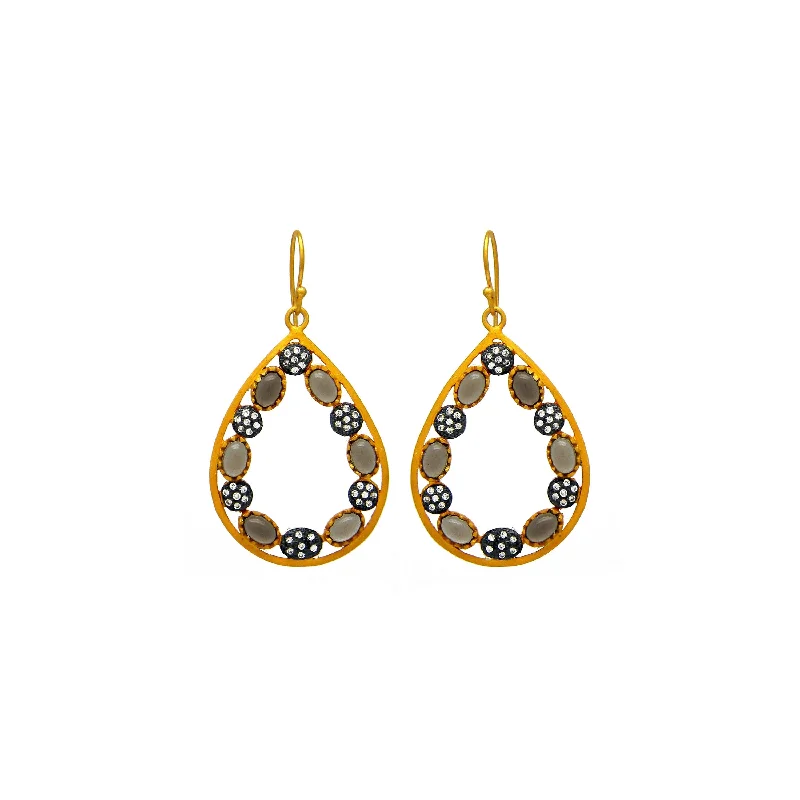 Stylish gold earrings with diamonds-Mosaic Golden Teardrop Earrings