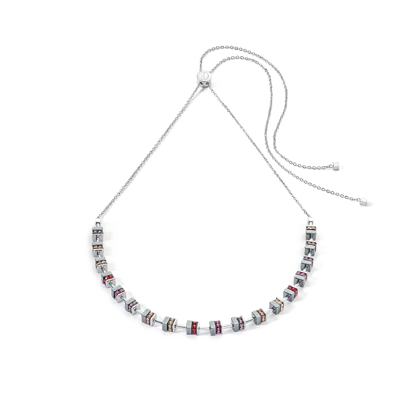 Personalized necklaces with names-Sparkling Classic Chain necklace silver-red