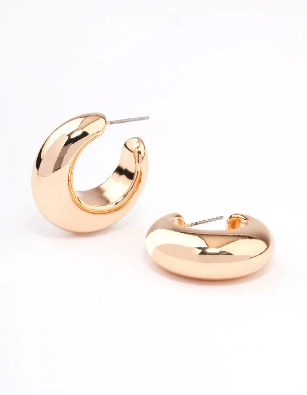 Unique earrings with black diamonds-Gold Mini Chunky Hoop Earrings