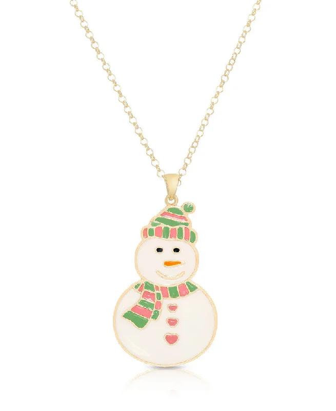 Trendy necklaces with charm pendants-Snowman Pendant (Pink/Green)