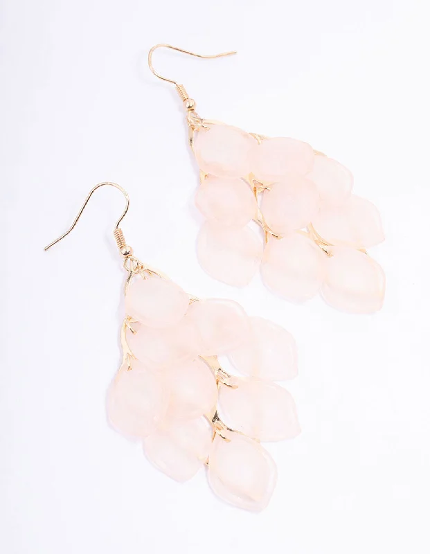 Gorgeous hoop earrings with diamonds-Blush Frosted Petal Diamond Drop Earrings