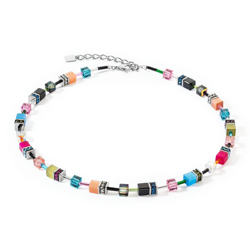 Simple silver necklaces for every occasion-GeoCUBE® Iconic necklace Multicolour Fancy