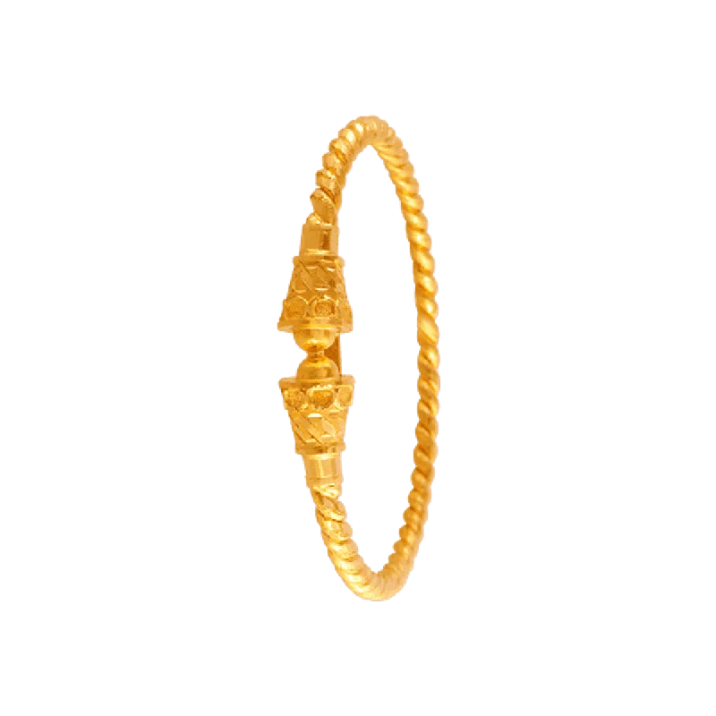 Classic bangles with pearl accents-22KT Yellow Gold Loha Bangle For Women