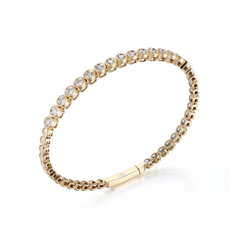 Personalized bangles with charms and beads-Flexible Gold & Diamond Bangle