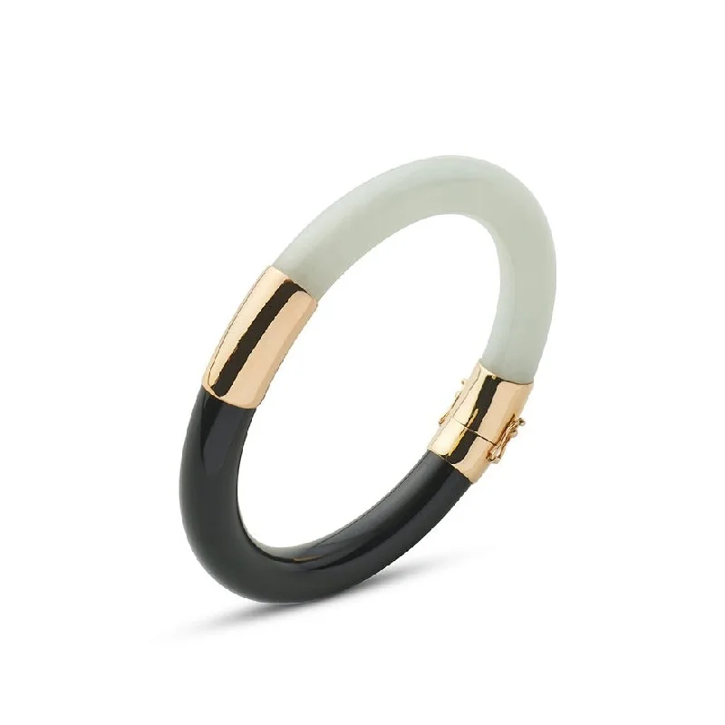 Statement bangles for special occasions-Pacific Bangle in Black & White Jade