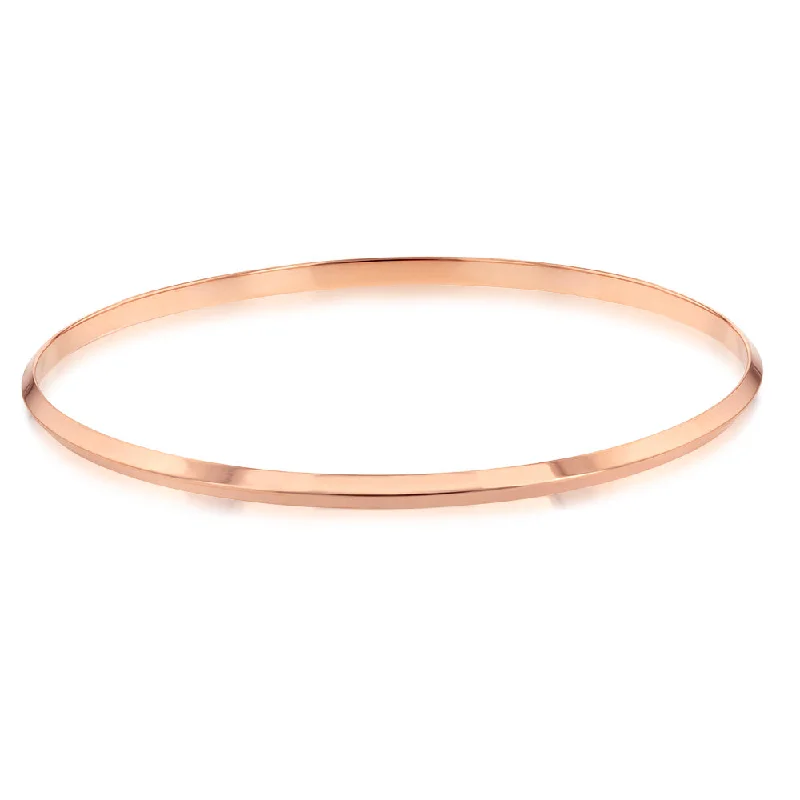 Trendy bracelets with leather bands-9ct Rose Gold Knife Edge Pattern Bangle