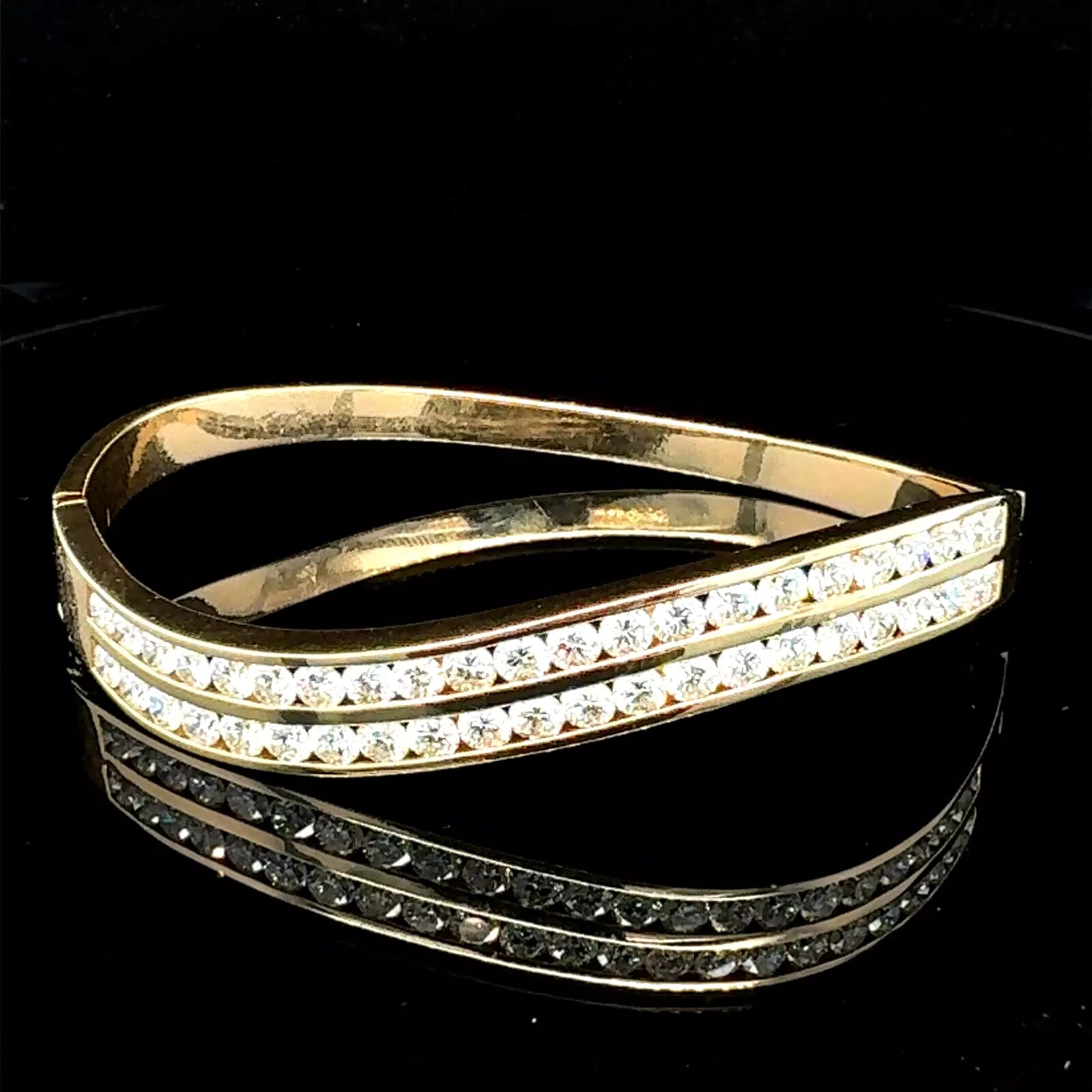 Fashionable bangle bracelets for evening wear-18K yellow gold diamond bangle