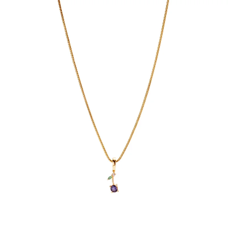 Elegant diamond necklaces for women-Blueberry Necklace Charm on Extra Light Rope Chain