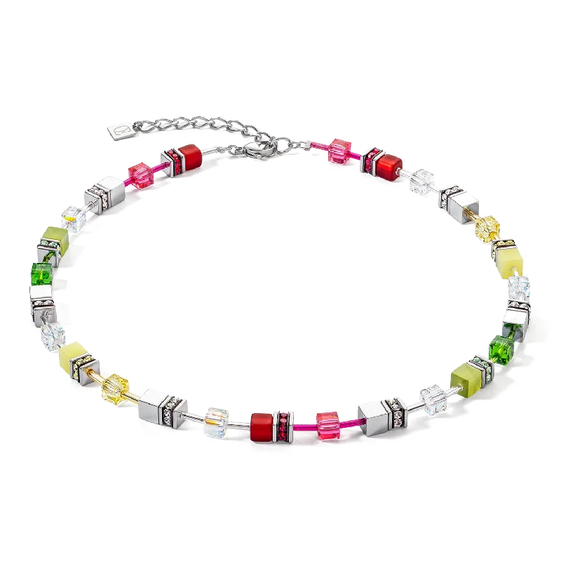 Fashionable necklaces with colorful beads-GeoCUBE® Iconic necklace red-green