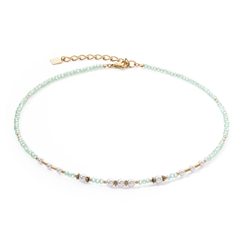 Elegant gold chain necklaces-Necklace Little Twinkle Pearl Mix light green