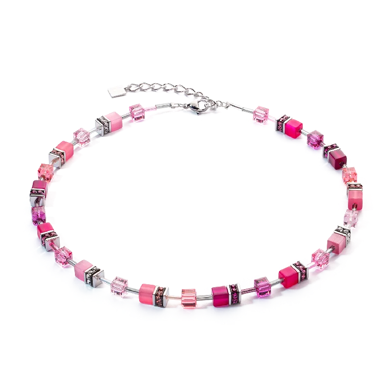 Trendy necklaces with diamonds-GeoCUBE® Iconic necklace Viva Magenta