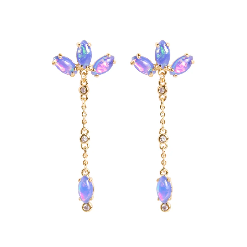 Elegant diamond earrings with gold settings-Ophelia Marquise Opal Drop Earrings