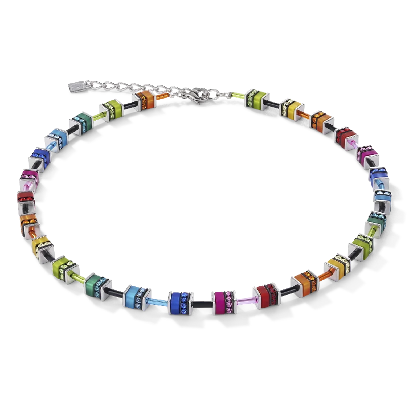 Stunning necklaces with turquoise stones-GeoCUBE® Necklace classic polaris & rhinestone multicolour