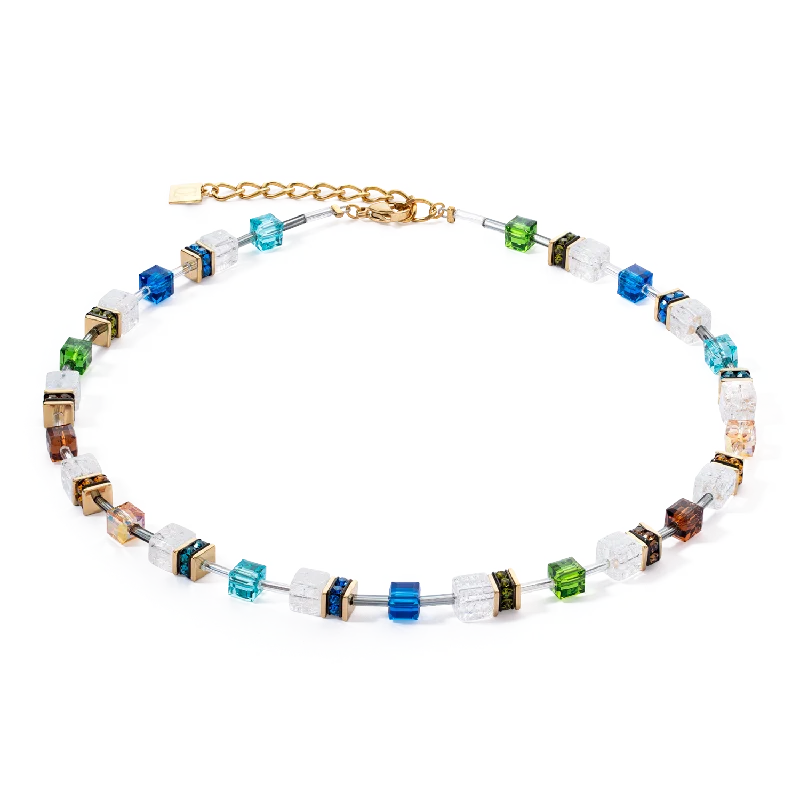 Classic necklaces with round diamonds-GeoCUBE® Iconic Nature necklace multicolour gold