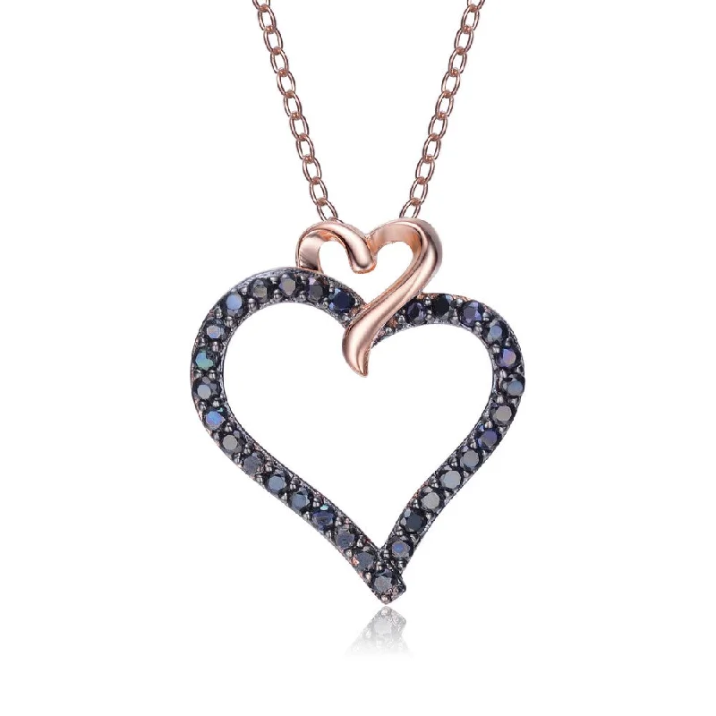 Stunning necklaces with precious stones-Constance Contour Heart And Bowtie Rose Gold Noir Necklace