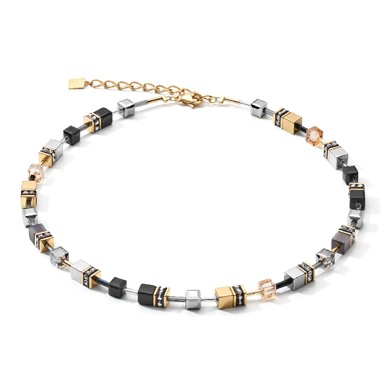 Gorgeous necklaces with amethyst stones-GEOCUBE® Necklace grey-gold