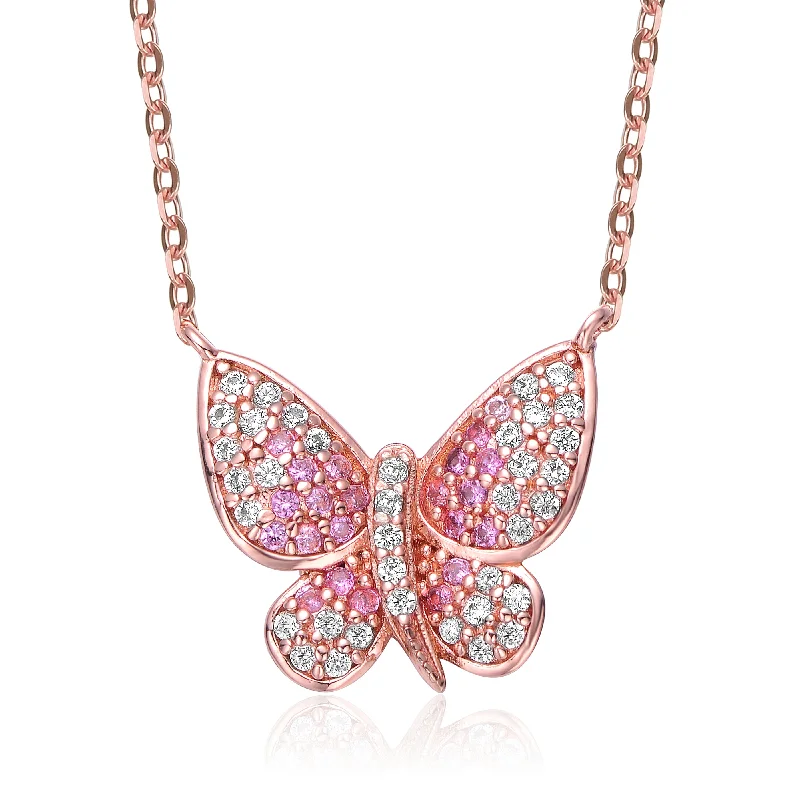 Trendy necklaces with gold accents-Louise Rose Butterfly Necklace