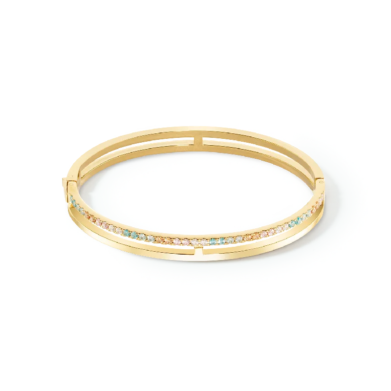 Elegant gold bracelets for women-Eternal Unity Bangle gold-multicolour pastel