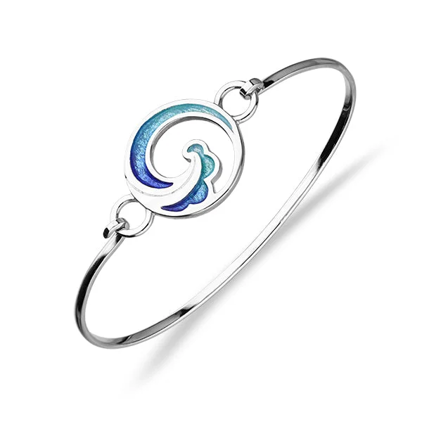 Simple silver bracelets for women-Coastal Silver Bangle EBG27