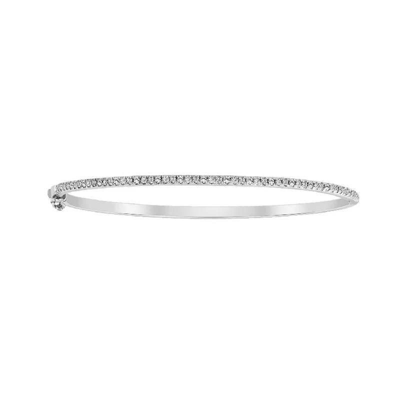 Beautiful bangles with topaz stones-LADIES BANGLE 0.50CT ROUND DIAMOND 14K WHITE GOLD