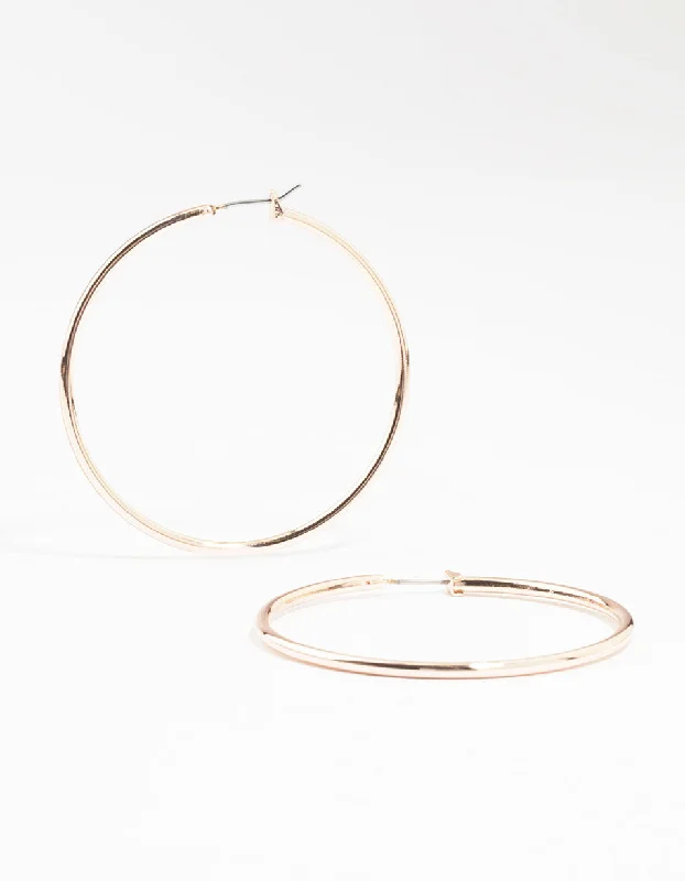 Stylish gold earrings with garnet stones-Rose Gold Plated Thin Large Hoop Earrings