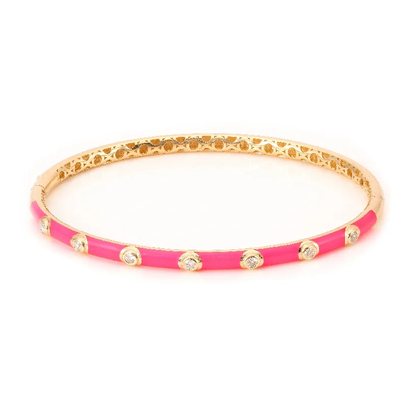 Designer bracelets with intricate designs-Diamond Enamel Bangle