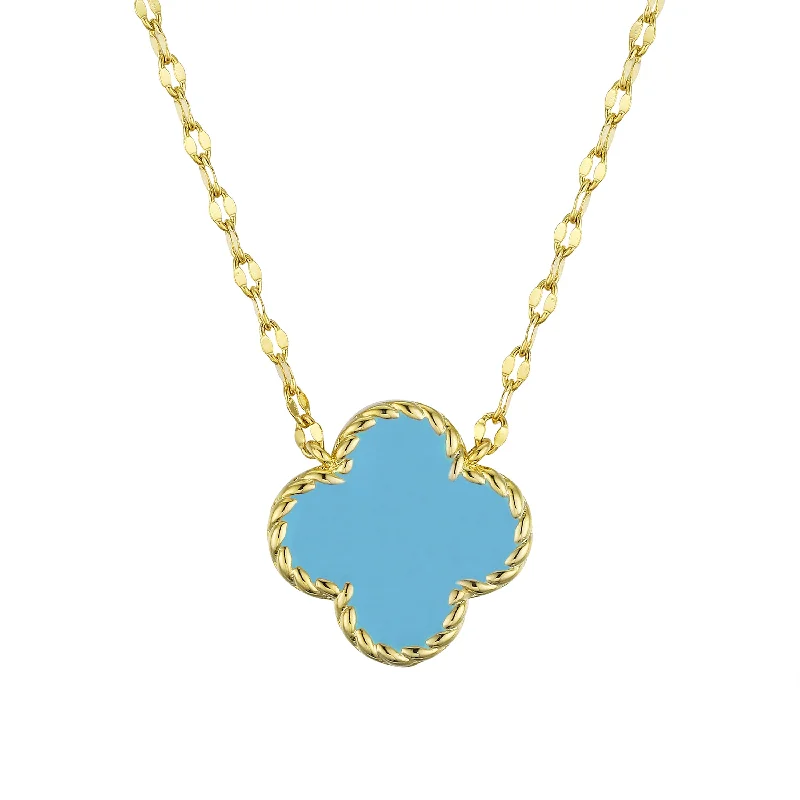 Unique necklaces with sapphire stones-Four Leaf Clover Necklace - Turquoise