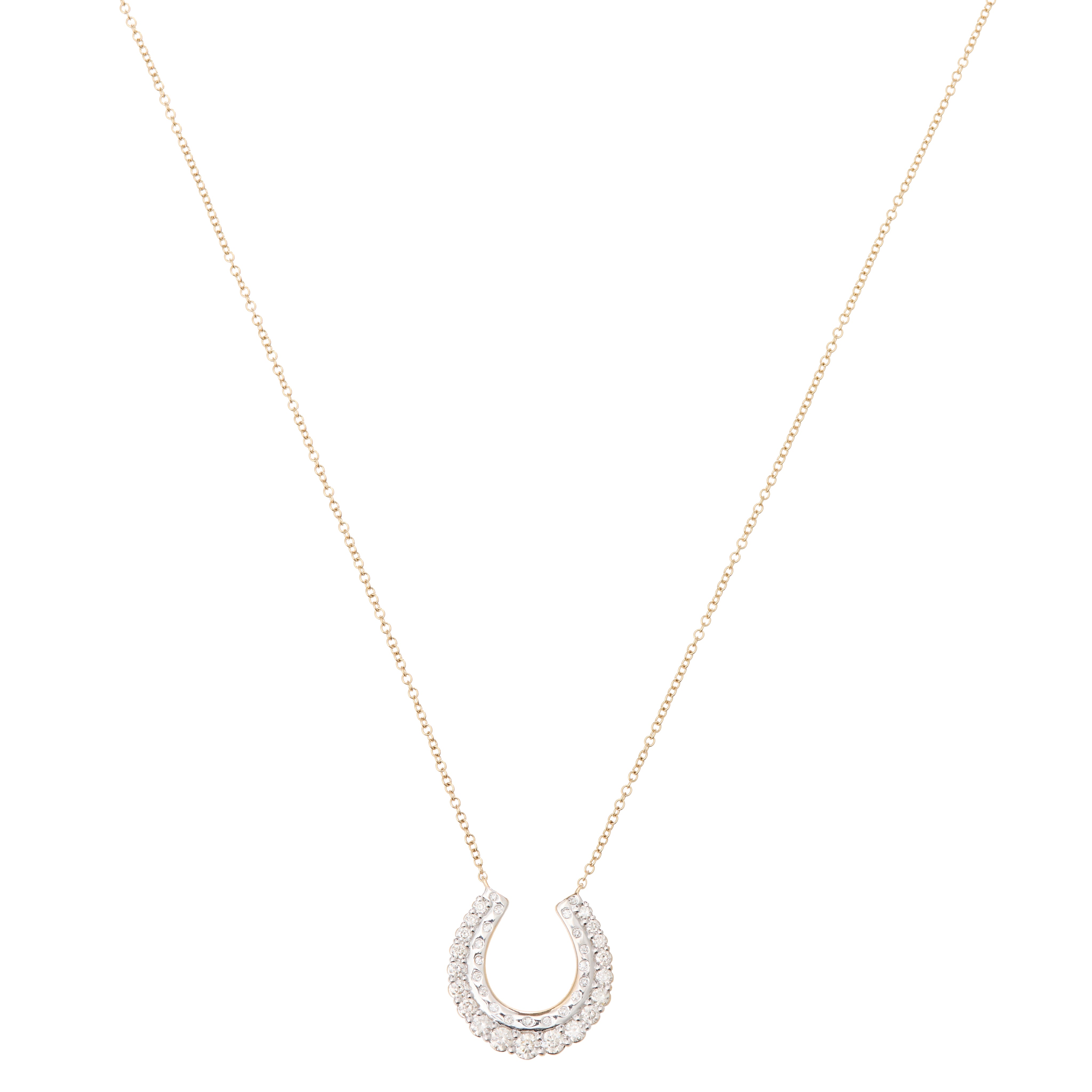 Beautiful silver necklaces for gifts-Floating Bezel Diamond Horseshoe Necklace