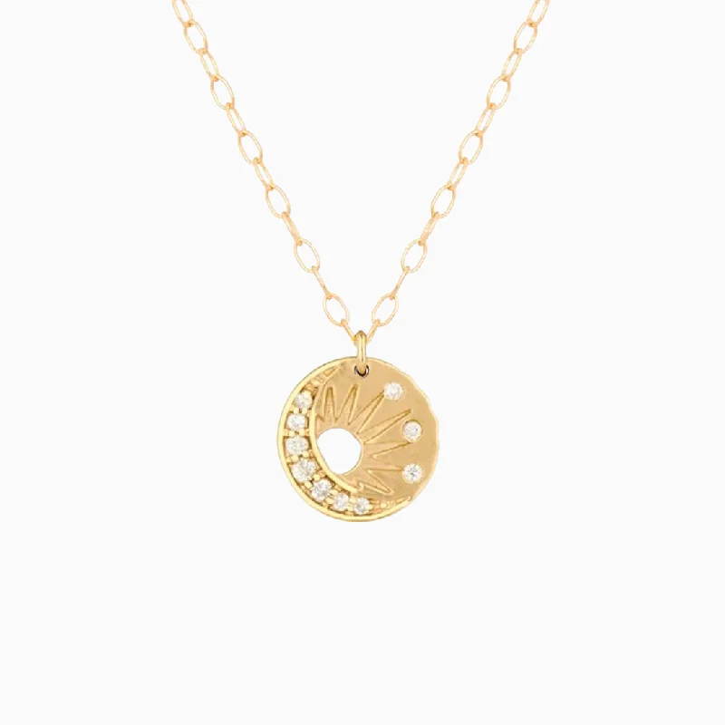 Unique necklaces with opals-Little Sun & Moon Medal Necklace