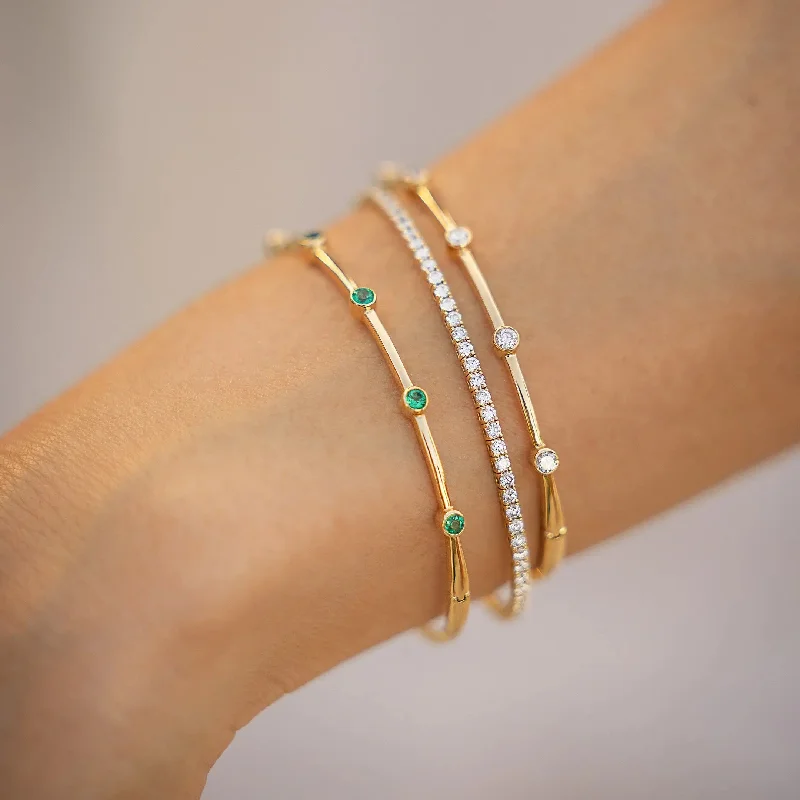 Unique gemstone bangles for women-Five Dot Diamond Bangle