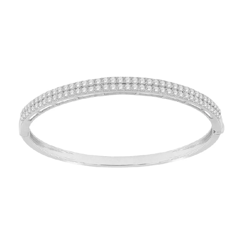 Stunning charm bracelets with diamonds-LADIES BANGLE 2.00CT ROUND DIAMOND 14K WHITE GOLD