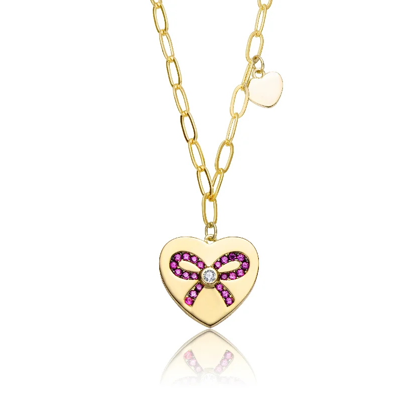 Unique necklaces with sapphire stones-Sterling Silver High Quality Gold Plated Heart Paper Clip Chains Necklace