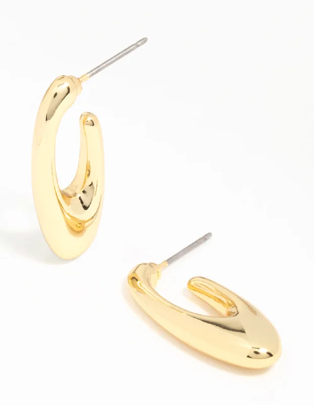 Stunning earrings with moonstones-Gold Plated Drop Mini Hoop Earrings