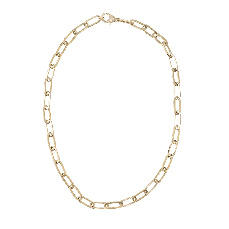 Stunning gold necklaces for women-Chain Link Necklace with Pave Clasp