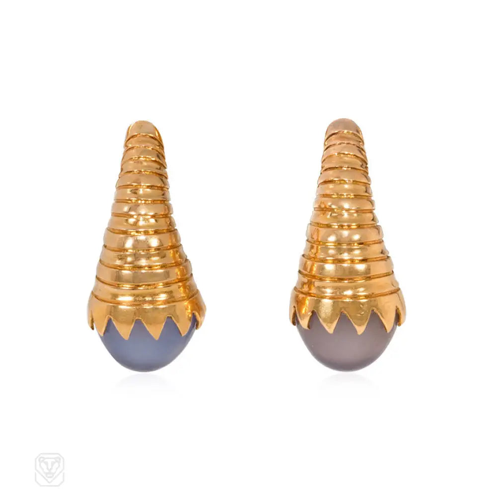 Statement earrings for women-Midcentury cornucopia earrings, Italy