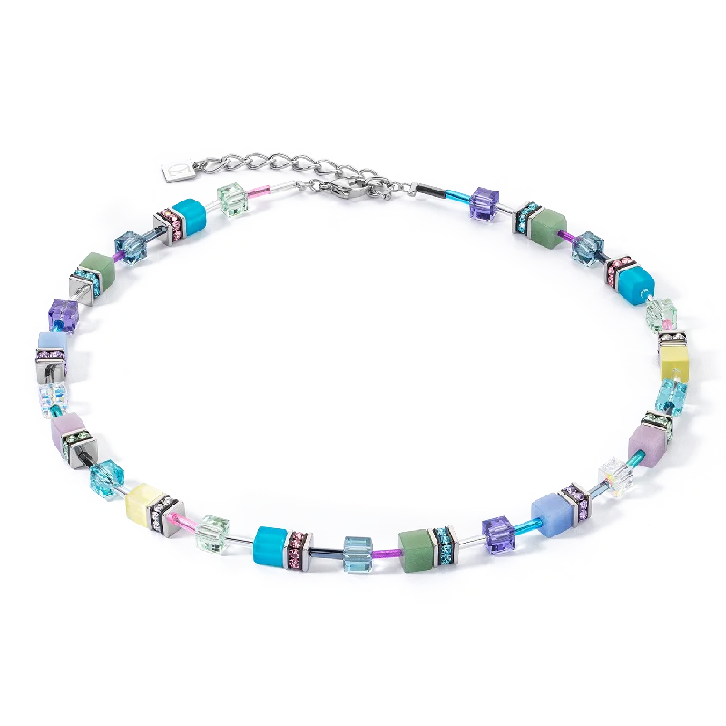 Beautiful layered necklaces for women-GeoCUBE® Iconic necklace silver-ice pastels