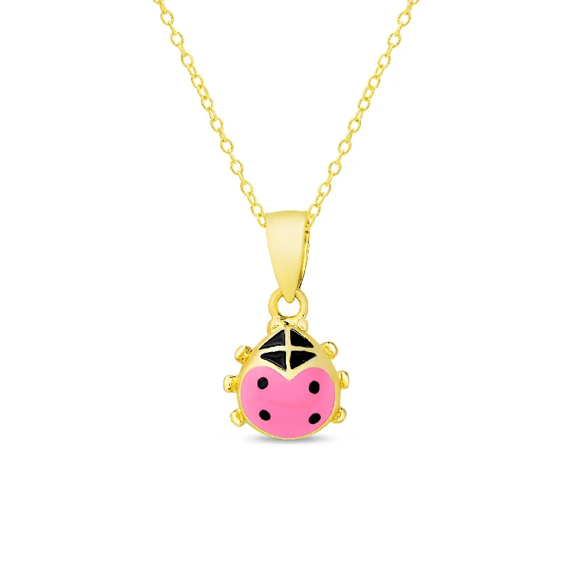 Elegant necklaces with solitaire diamonds-Ladybug Necklace - Pink