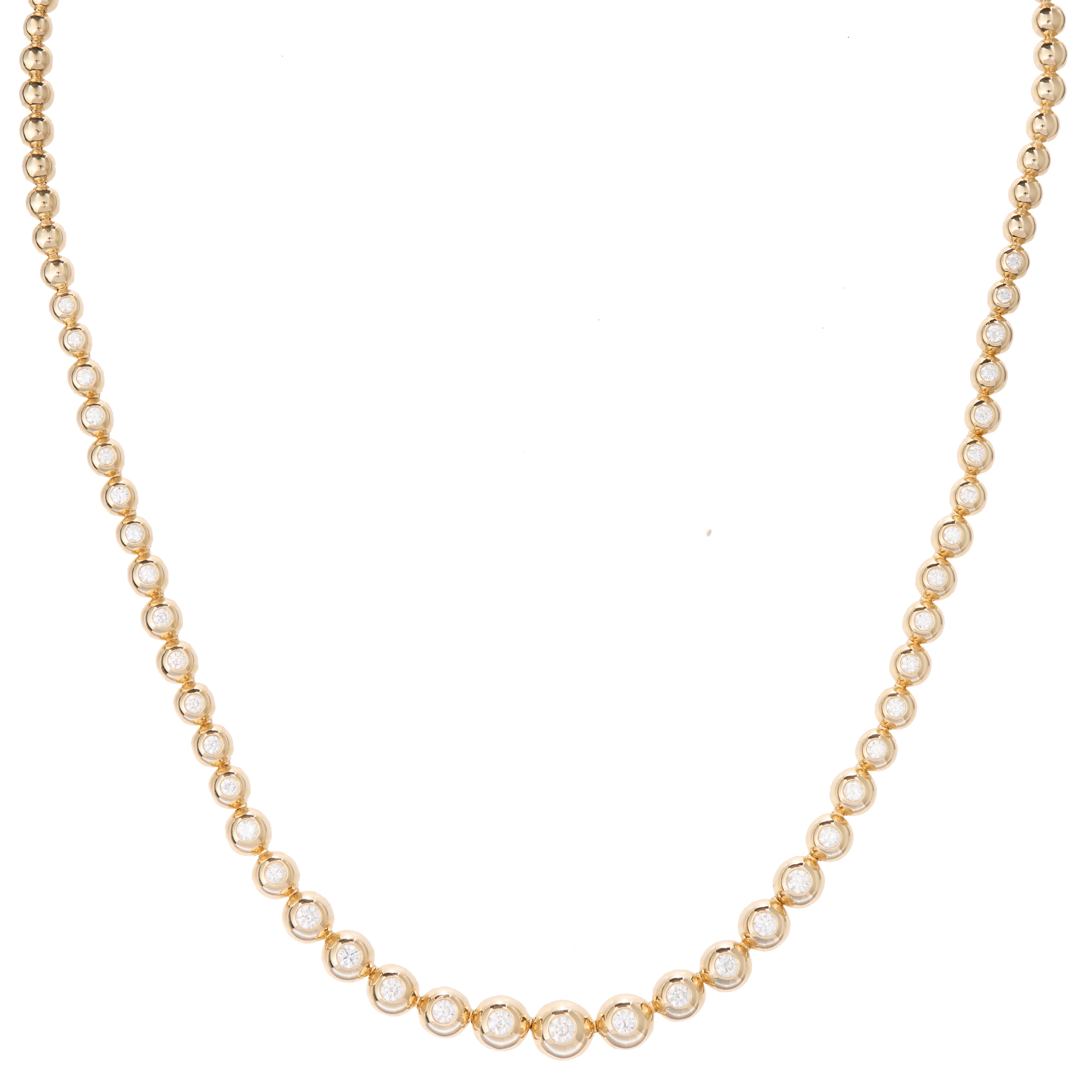 Stunning necklaces with ruby accents-Orbit Gold Bead Necklace with Embedded Diamonds