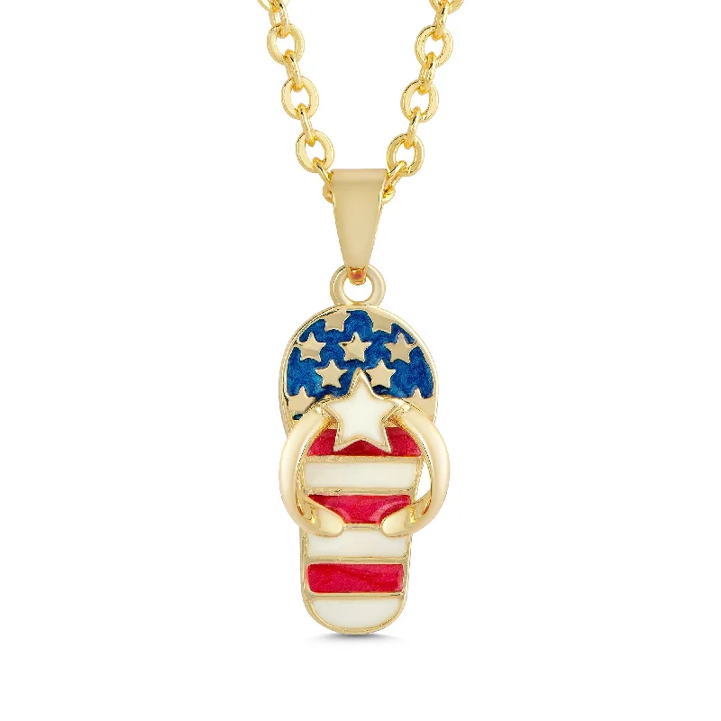 Elegant necklaces with opals for women-Americana Flip Flop Necklace