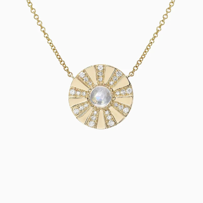 Luxury necklaces with rubies-Rainbow Moonstone Sun Rays Necklace