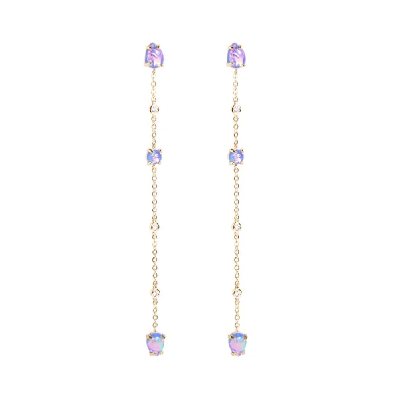 Statement earrings with tassels-Ophelia Cascading Opal and Crystal Drop Earrings